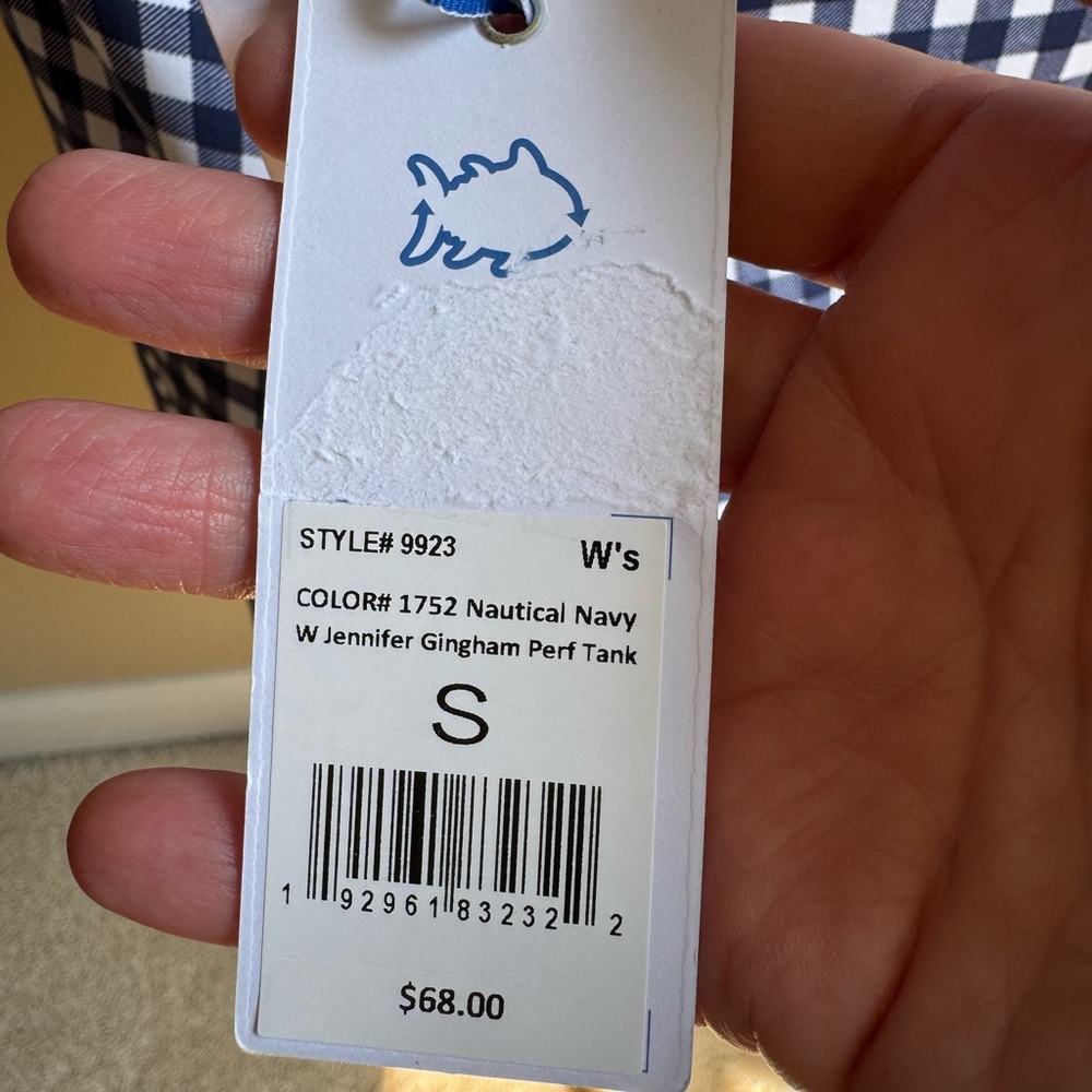 NWT Southern Tide Jennifer Gingham Performance Tank in Nautical Navy - Picture 6 of 10